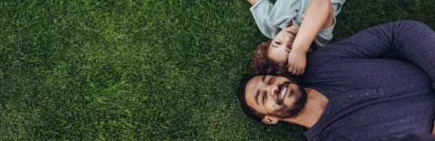Father and son outside
