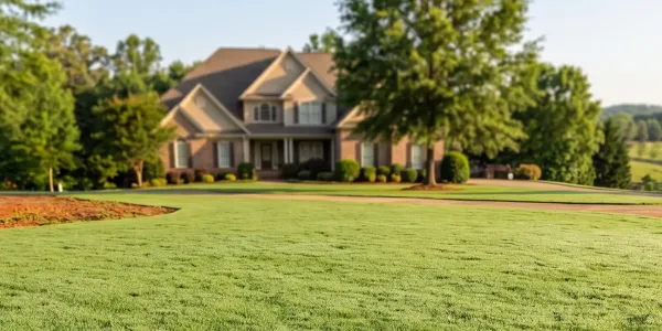 large lawn with home in the background