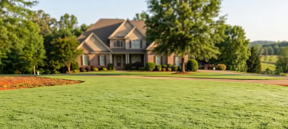 large lawn with home in the background